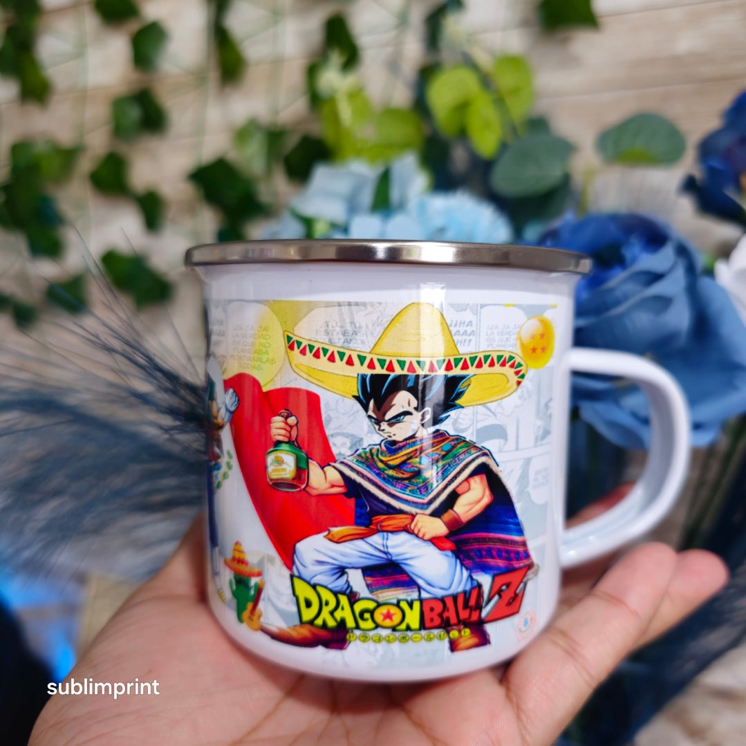 Taza de aluminio de 11 onzas, diseño vegeta 002