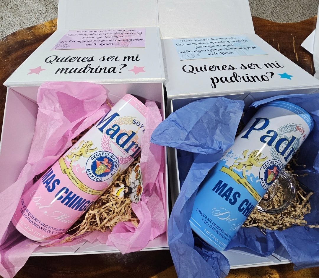 Caja + Vaso 20 onzas padrino o madrina