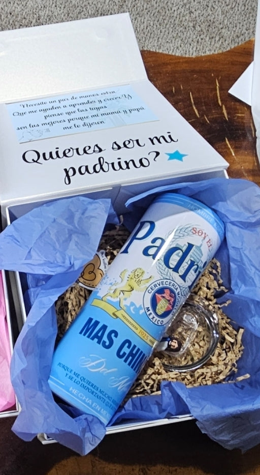 Caja + Vaso 20 onzas padrino o madrina