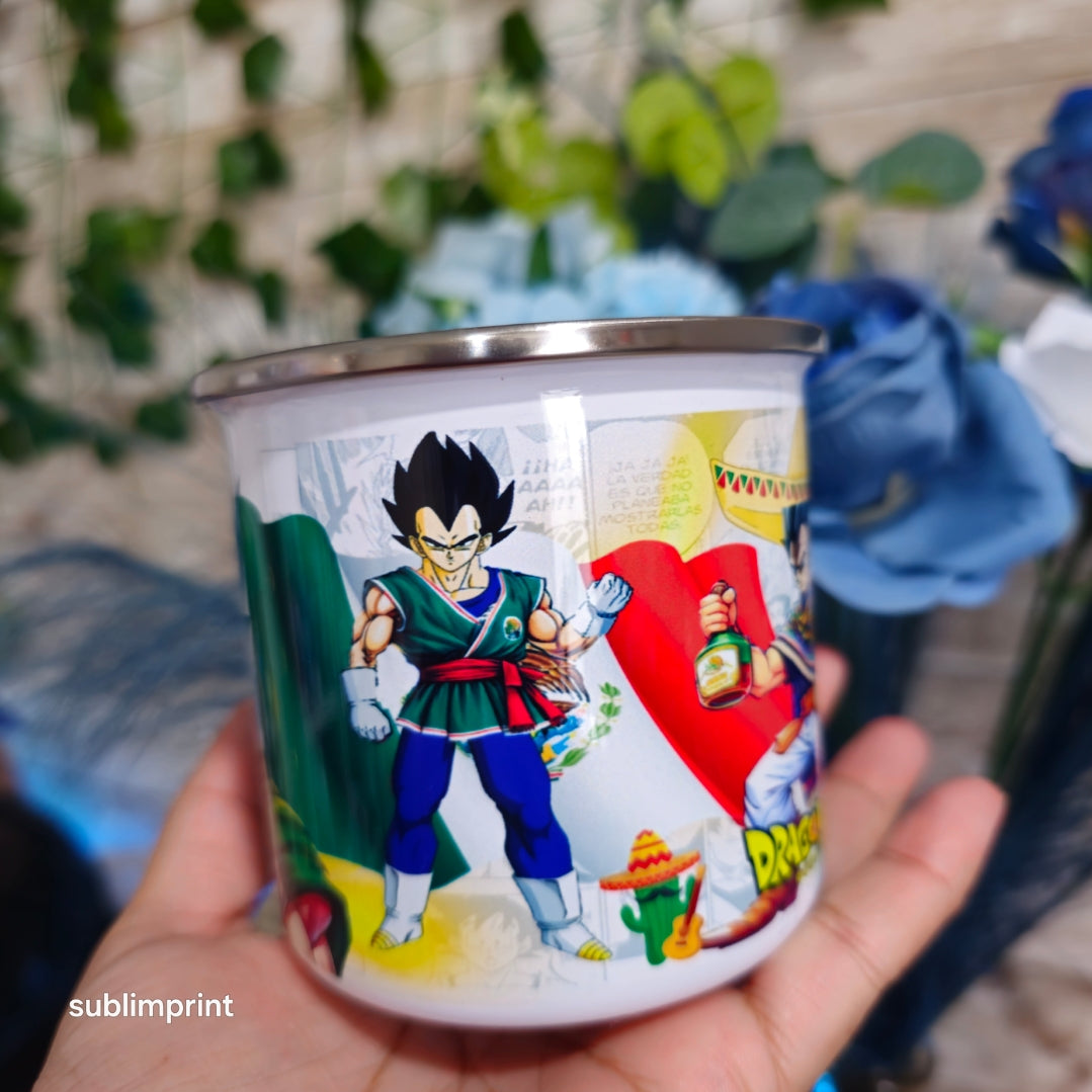 Taza de aluminio de 11 onzas, diseño vegeta 002