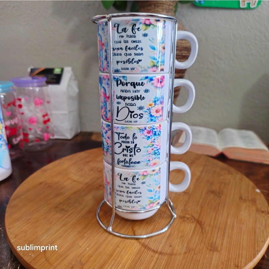 Set de 4 tazas de 6 onzas, afirmación cristiana