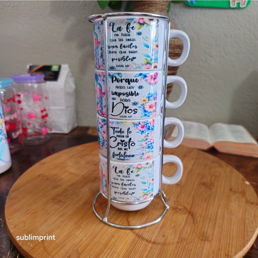 Set de 4 tazas de 6 onzas, afirmación cristiana