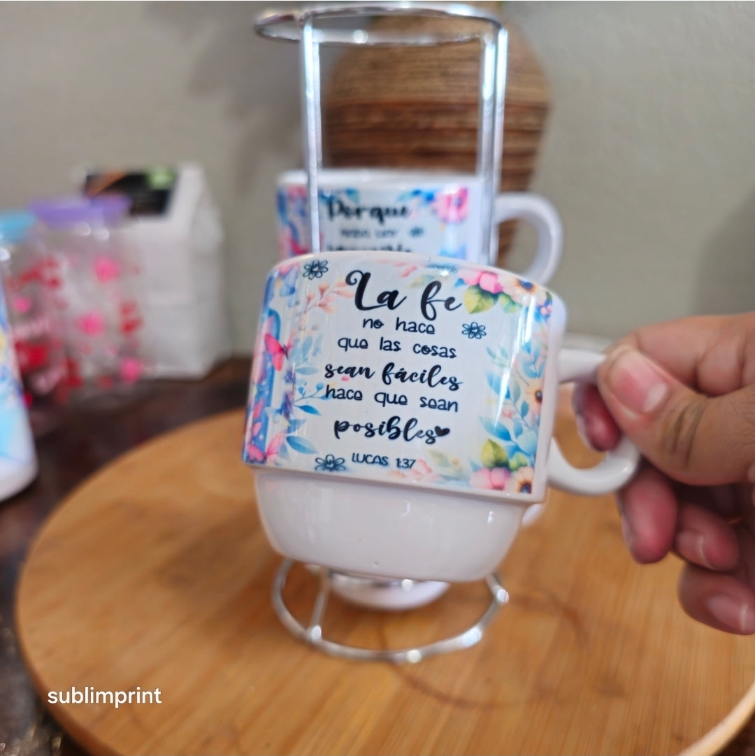 Set de 4 tazas de 6 onzas, afirmación cristiana