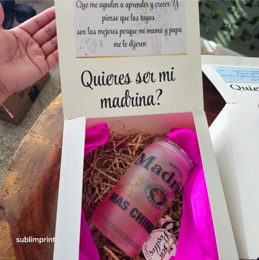 Caja + vaso padrino o madrina '