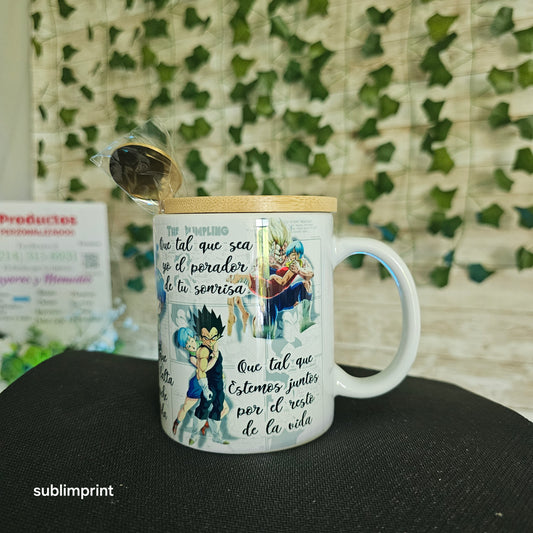 Taza vegeta, con cuchara y tapa, 11 onzas