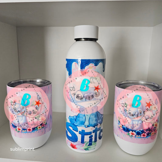 Set Stitch, 1 botella + 2 vasos