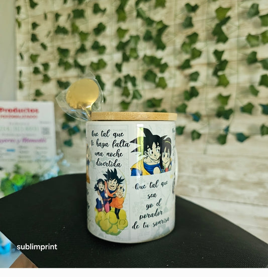 Taza goku y milk, con cuchara y tapa, 11 onzas