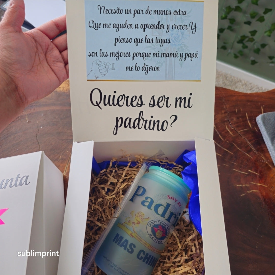 Caja + vaso padrino o madrina '