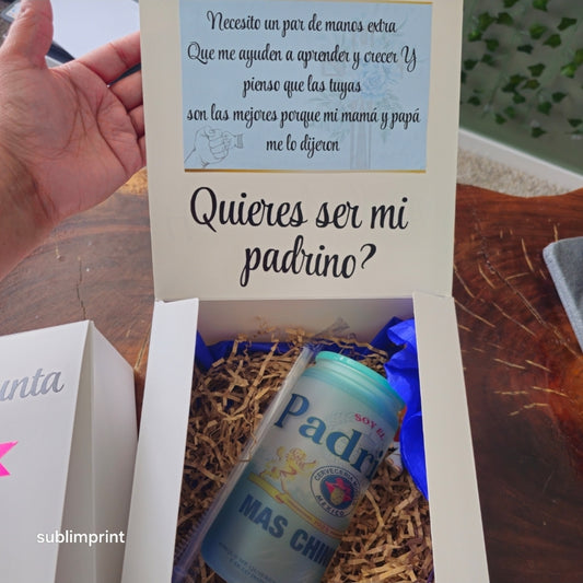 Caja + vaso padrino o madrina '