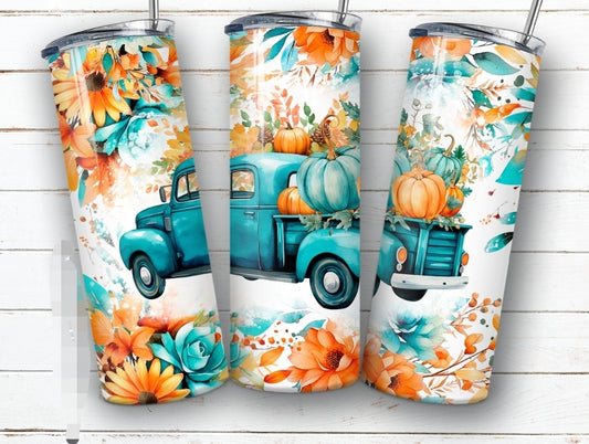 Tumbler otoño 20 onzas diseño vaquita y calabaza