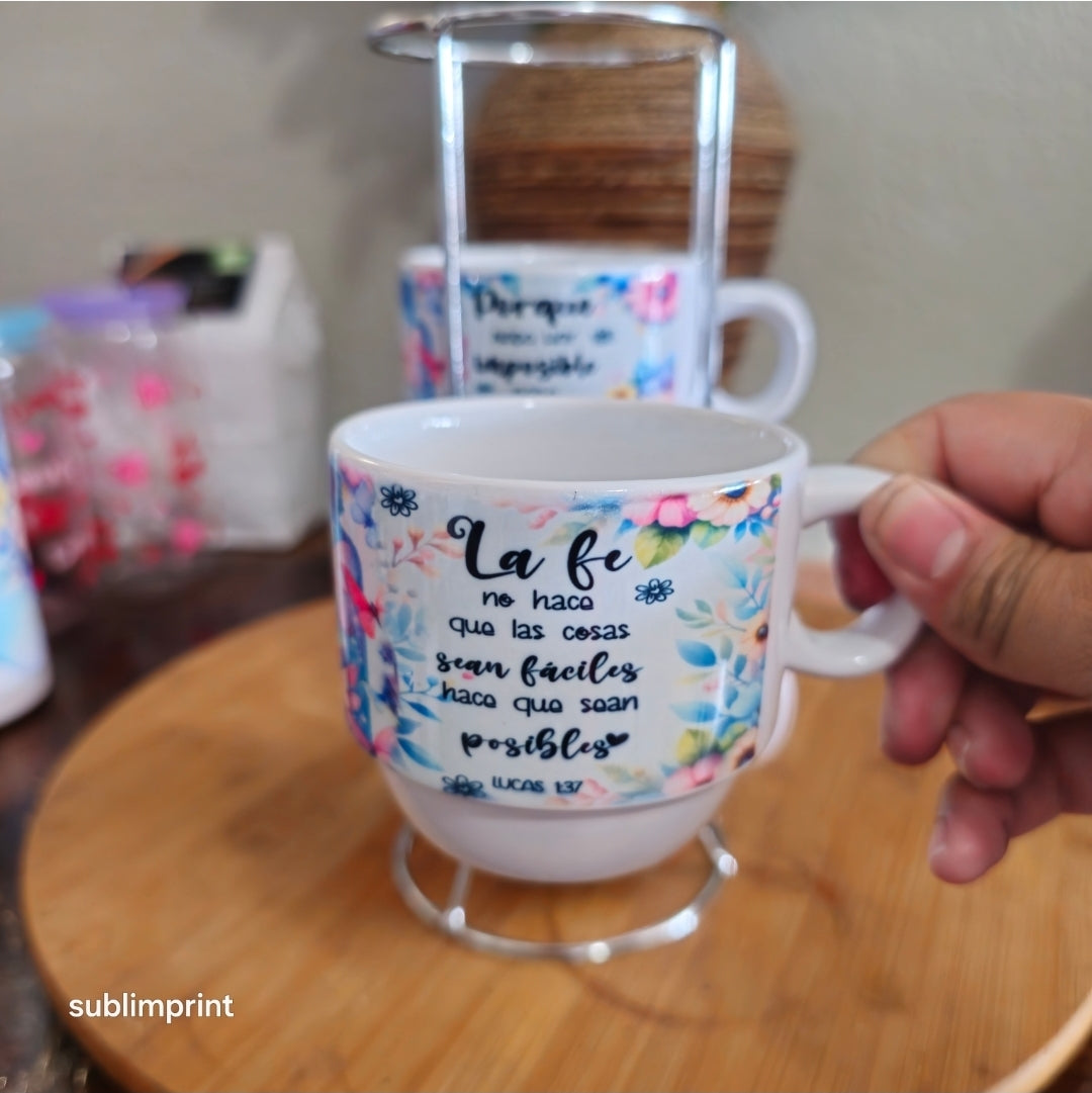 Set de 4 tazas de 6 onzas, afirmación cristiana