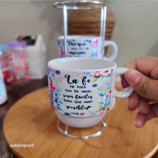 Set de 4 tazas de 6 onzas, afirmación cristiana