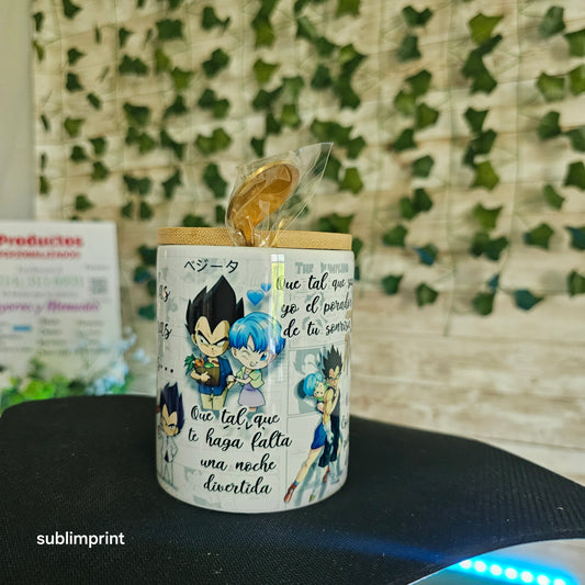 Taza vegeta, con cuchara y tapa, 11 onzas